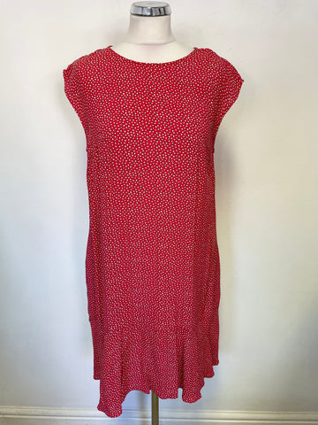 HOBBS RED & WHITE PRINT CAP SLEEVE SHIFT DRESS SIZE 12