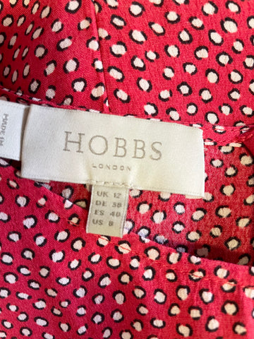 HOBBS RED & WHITE PRINT CAP SLEEVE SHIFT DRESS SIZE 12