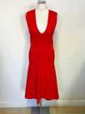 WHISTLES RED SLEEVELESS CROSS OVER BACK FIT & FLARE DRESS SIZE 10
