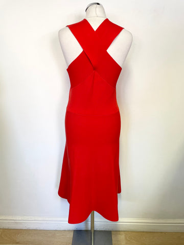 WHISTLES RED SLEEVELESS CROSS OVER BACK FIT & FLARE DRESS SIZE 10
