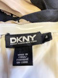 DKNY BLACK & CREAM PRINT DETATCHABLE STRAP SILK DRESS SIZE 4 UK 8