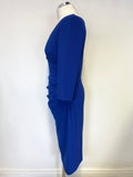 DIVA CATWALK ROYAL BLUE V NECK 3/4 SLEEVED BODYCON DRESS SIZE L