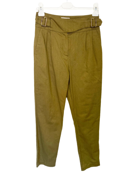 SEZANE OLIVE GREEN TAPERED LEG TROUSERS SIZE 36 UK 8