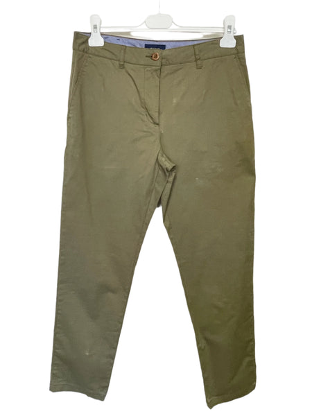GANT FRYDA SLIM KHAKI COTTON TROUSERS SIZE 8