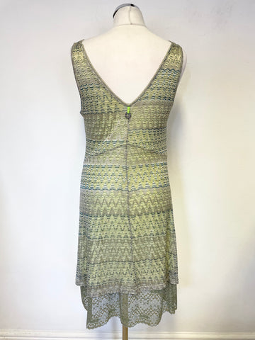 SAVE THE QUEEN GREEN APPLIQUÉ & LACE A-LINE SLEEVELESS DRESS SIZE XL