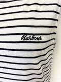 BARBOUR DALMORE WHITE & NAVY BLUE STRIPE SLEEVELESS SHIFT DRESS SIZE 14