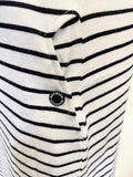 BARBOUR DALMORE WHITE & NAVY BLUE STRIPE SLEEVELESS SHIFT DRESS SIZE 14