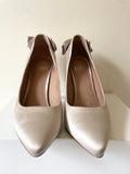 FAITH OYSTER BEIGE SATIN BOW & RHINESTONE TRIM  HEELS  SIZE 4/37