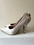 FAITH OYSTER BEIGE SATIN BOW & RHINESTONE TRIM  HEELS  SIZE 4/37