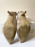 FAITH OYSTER BEIGE SATIN BOW & RHINESTONE TRIM  HEELS  SIZE 4/37