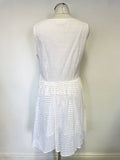MICHAEL KORS WHITE COTTON BRODERIE ANGLAISE FIT & FLARE DRESS SIZE US 10 UK 14