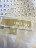 MICHAEL KORS WHITE COTTON BRODERIE ANGLAISE FIT & FLARE DRESS SIZE US 10 UK 14