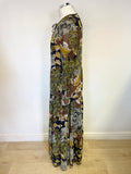 ESPRIT AUTUMN COLOURED SHADES FLORAL PRINT LONG SLEEVED MAXI DRESS SIZE 10