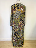 ESPRIT AUTUMN COLOURED SHADES FLORAL PRINT LONG SLEEVED MAXI DRESS SIZE 10