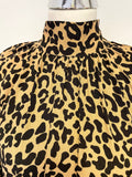 MARKS & SPENCER CAMEL & BLACK LEOPARD PRINT SHORT SLEEVED MIDI DRESS SIZE 12