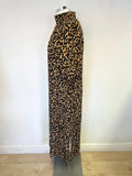 MARKS & SPENCER CAMEL & BLACK LEOPARD PRINT SHORT SLEEVED MIDI DRESS SIZE 12
