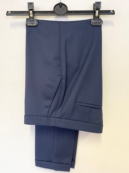 BRAND NEW REISS BARRATT DEEP SEA BLUE STRAIGHT LEG WOOL BLEND TROUSERS SIZE 8