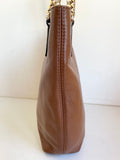 MICHAEL KORS TAN LEATHER GOLD CHAIN STRAP SHOULDER BAG