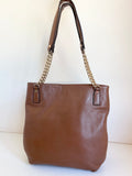 MICHAEL KORS TAN LEATHER GOLD CHAIN STRAP SHOULDER BAG
