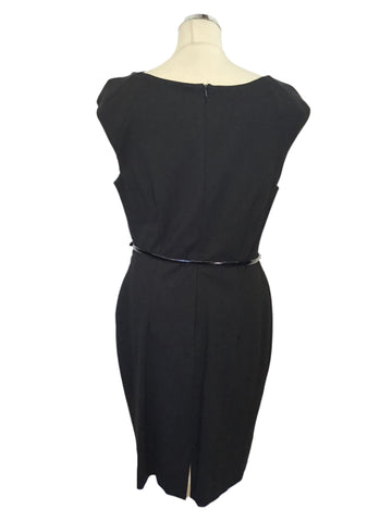 COAST BLACK DRAPED NECKLINE SLEEVELESS PENCIL DRESS SIZE 16