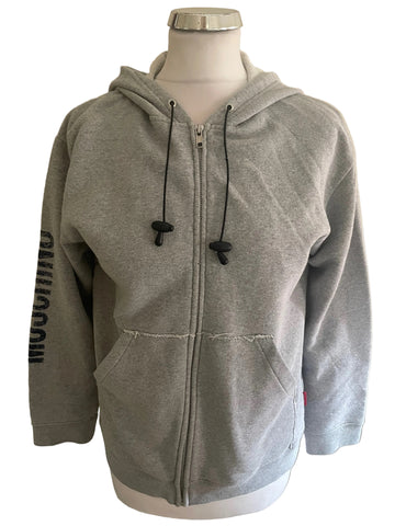 UNISEX MOSCHINO JUNIOR 100% COTTON GREY ZIP UP HOODIE SIZE 40 AGE 11-12 YEARS