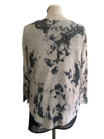 MINT VELVET GREY PRINT LINEN KNIT LINED JUMPER  SIZE 12