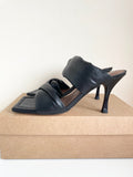 BRAND NEW ALOHAS BLACK LEATHER TWIST STRAP MULE HEEL SANDALS SIZE 5/38