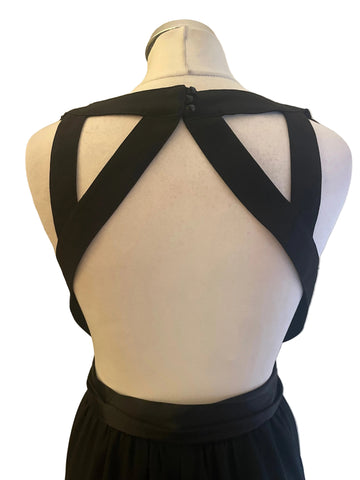 BCBG BLACK OPEN BACK WIDE LEG JUMPSUIT SIZE 4 UK 8