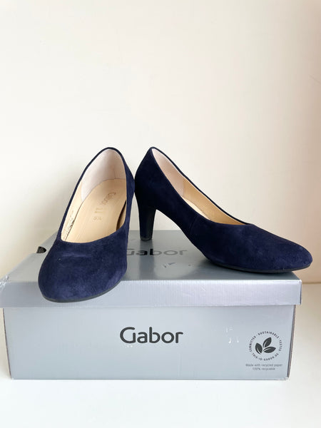 GABOR EDINA NAVY BLUE SUEDE HEELS SIZE 5.5/38.5