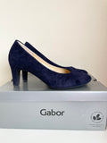 GABOR EDINA NAVY BLUE SUEDE HEELS SIZE 5.5/38.5