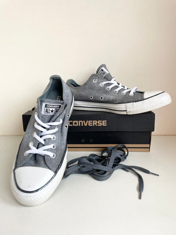 BRAND NEW IN BOX CONVERSE GREY CHUCK TAYLOR ALL STARS SPARKLE WASH PLIMSOLS SIZE UK 6/39