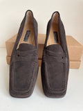 BRAND NEW HOBBS BROWN SUEDE SLIP ON LOAFERS SIZE 7.5/40.5