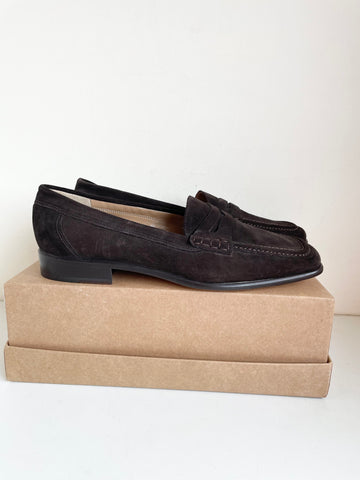 BRAND NEW HOBBS BROWN SUEDE SLIP ON LOAFERS SIZE 7.5/40.5