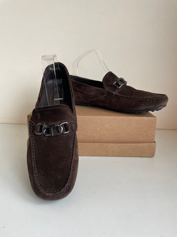 TOD’S DARK BROWN SUEDE SLIP ON LOAFERS SIZE 7/40.5