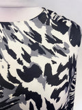 BRAND NEW DESIGNER ADAM LIPPES BLACK, WHITE & GREY PRINT LONG SLEEVED SHIFT DRESS  SIZE 6 UK 10
