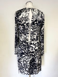 BRAND NEW DESIGNER ADAM LIPPES BLACK, WHITE & GREY PRINT LONG SLEEVED SHIFT DRESS  SIZE 6 UK 10
