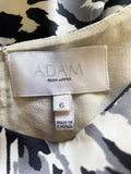 BRAND NEW DESIGNER ADAM LIPPES BLACK, WHITE & GREY PRINT LONG SLEEVED SHIFT DRESS  SIZE 6 UK 10