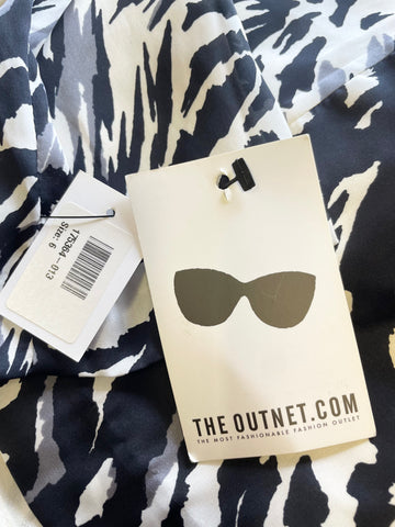 BRAND NEW DESIGNER ADAM LIPPES BLACK, WHITE & GREY PRINT LONG SLEEVED SHIFT DRESS  SIZE 6 UK 10