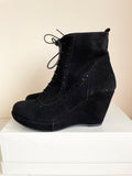 BRAND NEW CARVELA BLACK SUEDE LACE UP WEDGE HEEL ANKLE BOOTS SIZE 5/38