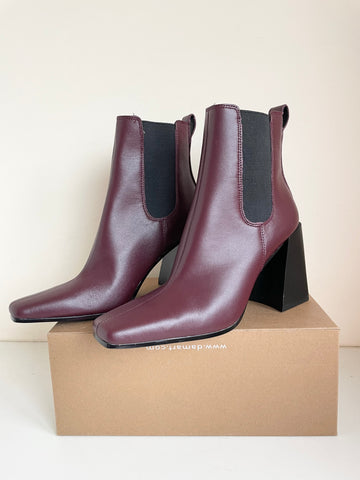 BRAND NEW TOPSHOP HARBOUR BURGUNDY LEATHER ANKLE BOOTS SIZE 4/37