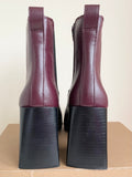 BRAND NEW TOPSHOP HARBOUR BURGUNDY LEATHER ANKLE BOOTS SIZE 4/37