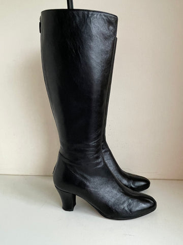 HOBBS BLACK LEATHER KNEE LENGTH BOOTS SIZE 4.5 /37.5