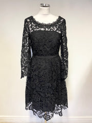 BRAND NEW MONSOON FUSION BLACK LACE LONG SLEEVED FIT & FLARE DRESS SIZE 10