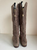 BRAND NEW ALPE BROWN SUEDE KNEE LENGTH BOOTS  SIZE 7/40