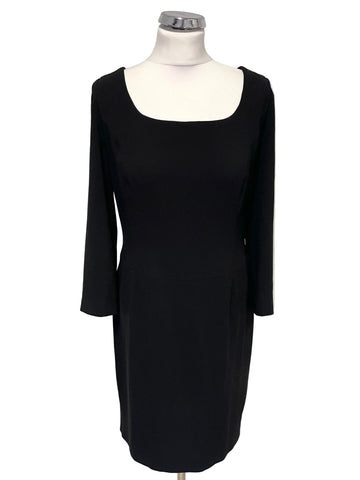 VINTAGE SYNONYME DE GEORGES RECH BLACK 3/4 SLEEVE PENCIL DRESS  SIZE 40 UK 12