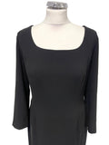 VINTAGE SYNONYME DE GEORGES RECH BLACK 3/4 SLEEVE PENCIL DRESS  SIZE 40 UK 12