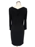 VINTAGE SYNONYME DE GEORGES RECH BLACK 3/4 SLEEVE PENCIL DRESS  SIZE 40 UK 12