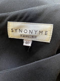 VINTAGE SYNONYME DE GEORGES RECH BLACK 3/4 SLEEVE PENCIL DRESS  SIZE 40 UK 12