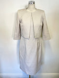 FENN WRIGHT MANSON SILVER GREY PENCIL DRESS & MATCHING CROP JACKET SIZE 10/12