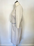 FENN WRIGHT MANSON SILVER GREY PENCIL DRESS & MATCHING CROP JACKET SIZE 10/12